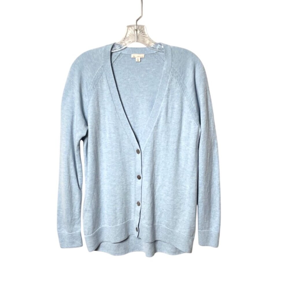 Gap Women's Light Blue Merino Wool Blend V-Neck Button-Front Cardigan Sweater M